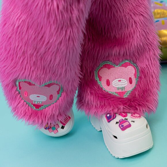 NEW ACDC RAG x Gloomy Bear x Sophie Powers Candy Pink Faux Fur Leg Warmer - Picture 2 of 8